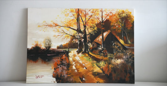 AUTUMN PASSAGE by Mahsa Gee, standing on a shelf against a white wall