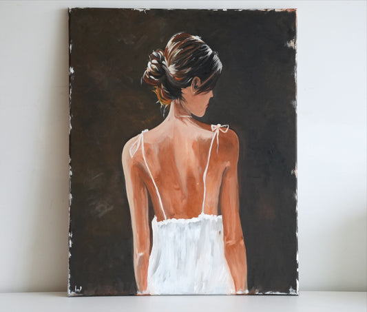 SHE II by Mahsa Gee, standing on a shelf against a white wall