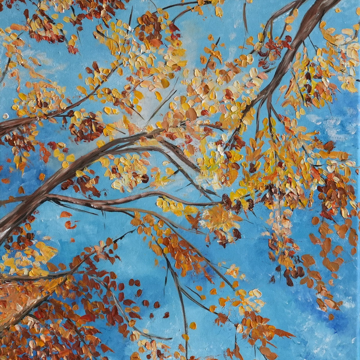 DANCING LEAVES, oil painting by Mahsa Gee
