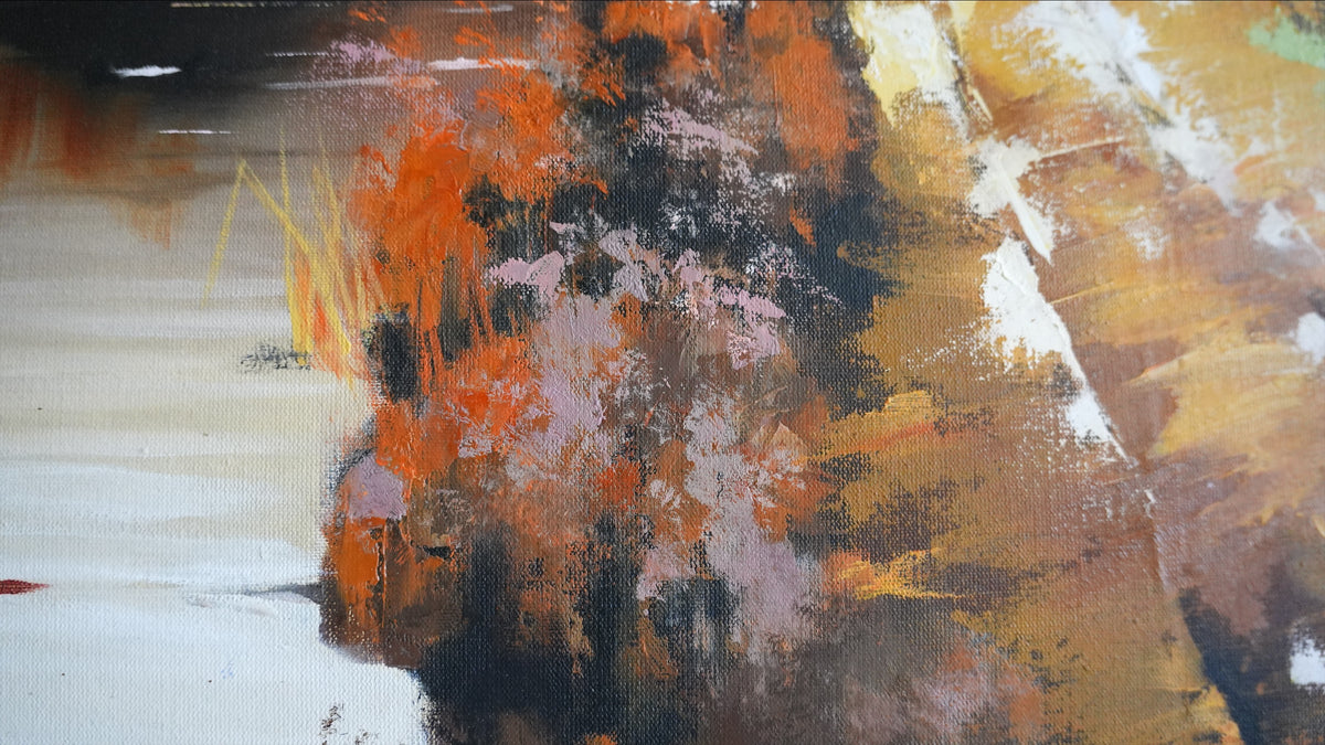 Close-up of the brushwork in AUTUMN PASSAGE by Mahsa Gee