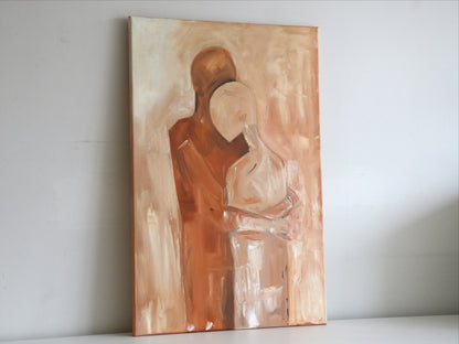 BETWEEN US II by Mahsa Gee, seen from the side to show the canvas edge and paint texture