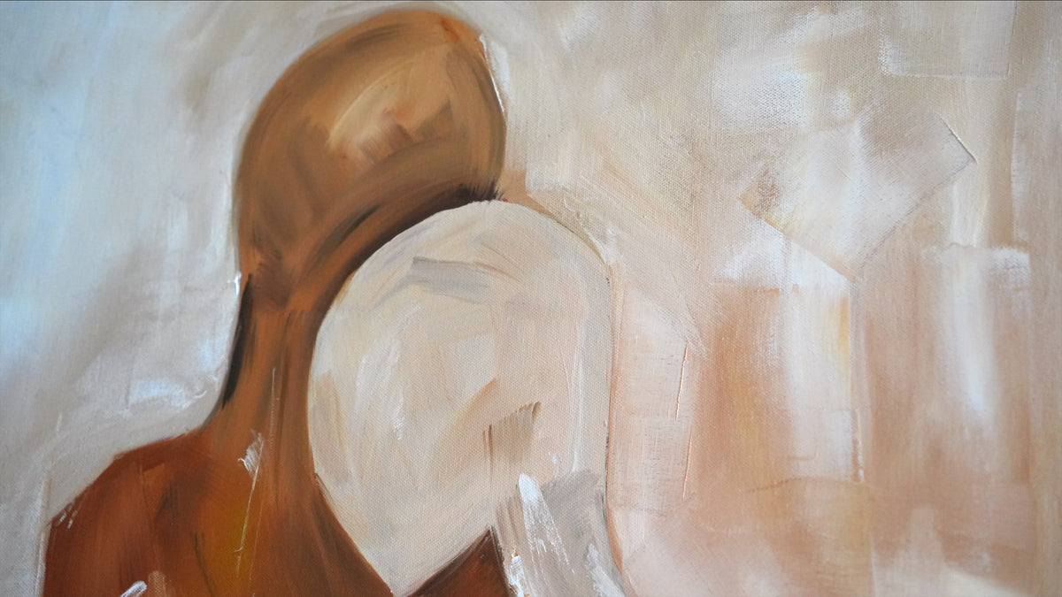 Close-up of the brushwork in BETWEEN US II by Mahsa Gee