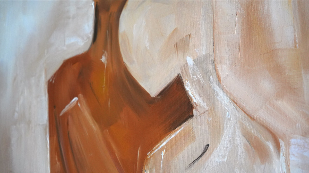 Close-up of the brushwork in BETWEEN US II by Mahsa Gee