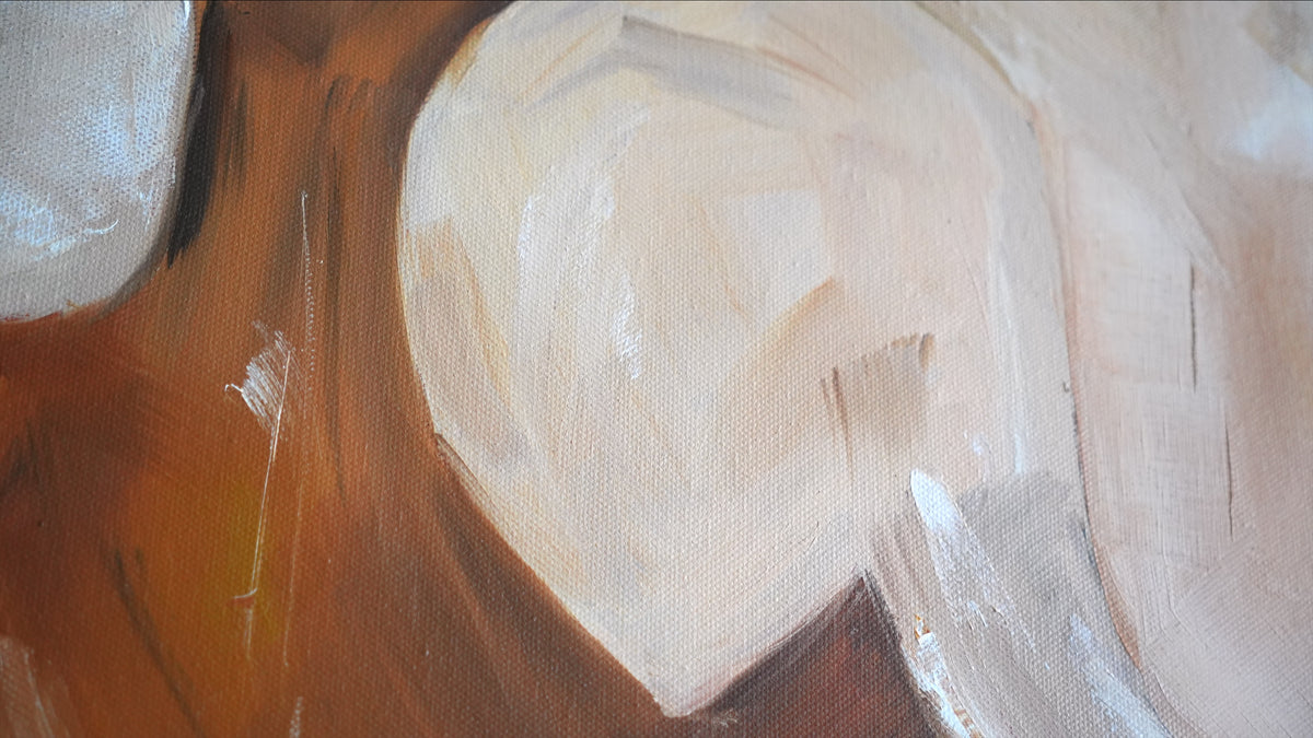 Close-up of the brushwork in BETWEEN US II by Mahsa Gee