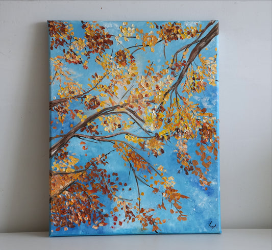 DANCING LEAVES by Mahsa Gee, standing on a shelf against a white wall