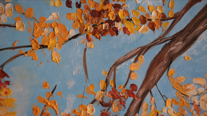 Close-up of the brushwork in DANCING LEAVES by Mahsa Gee