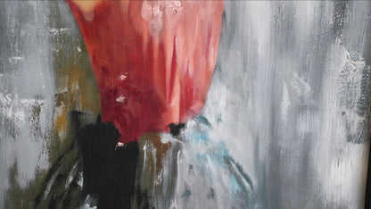 Close-up of the brushwork in IN QUIET THOUGHT by Mahsa Gee