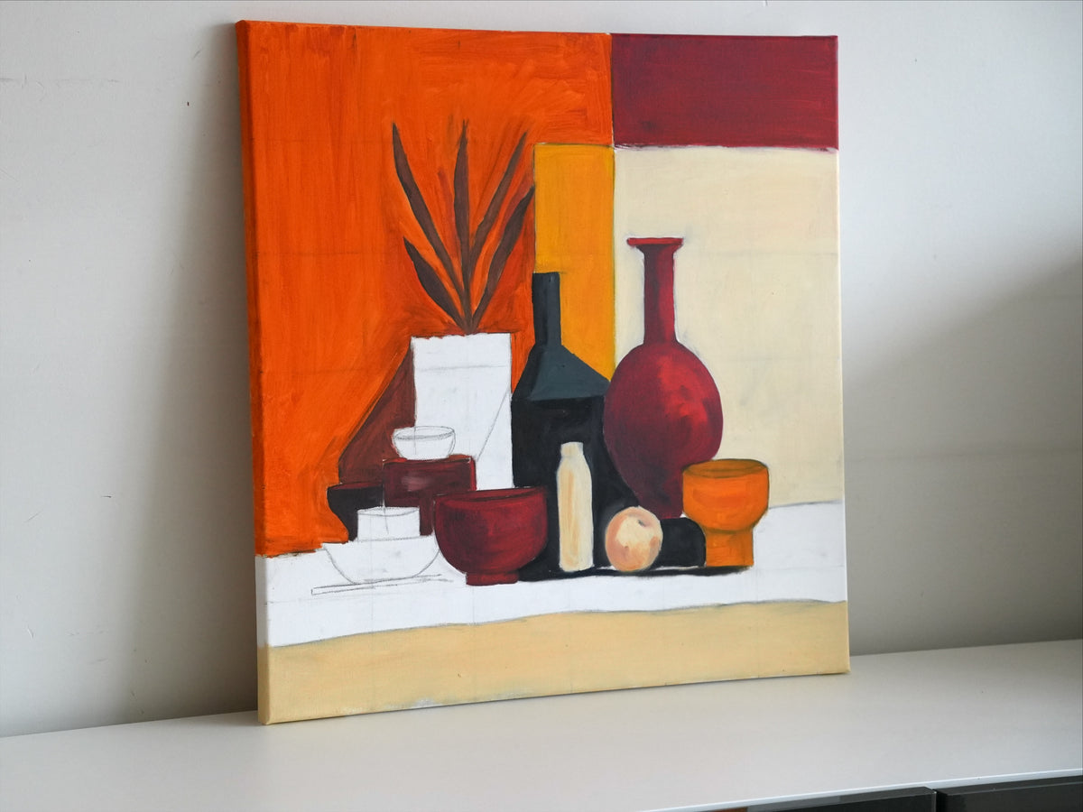 INTERRUPTED by Mahsa Gee, seen from the side to show the canvas edge and paint texture