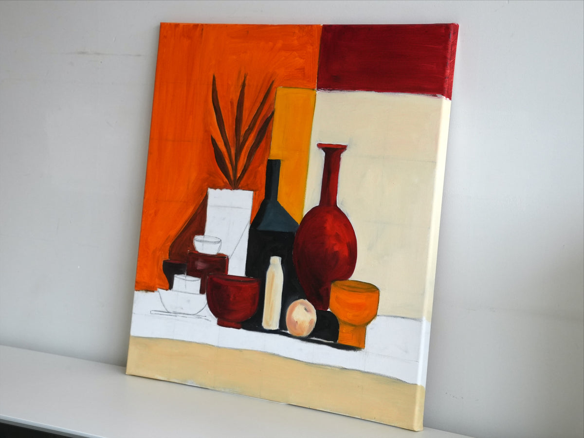 INTERRUPTED by Mahsa Gee, seen from the side to show the canvas edge and paint texture