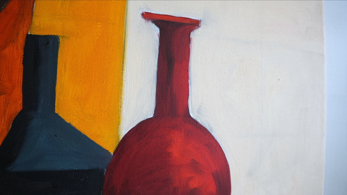 Close-up of the brushwork in INTERRUPTED by Mahsa Gee