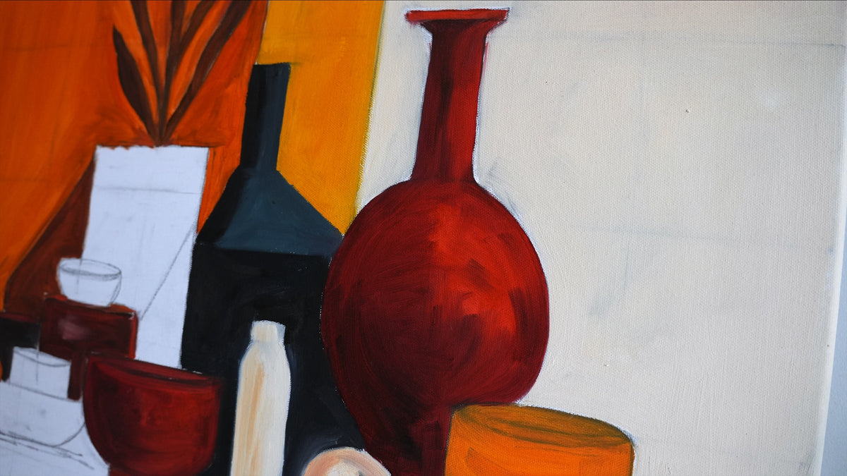 Close-up of the brushwork in INTERRUPTED by Mahsa Gee