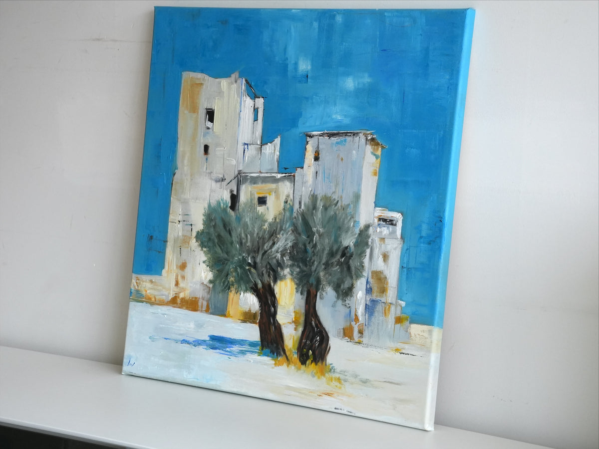 KASHAN by Mahsa Gee, seen from the side to show the canvas edge and paint texture