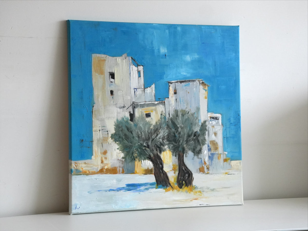 KASHAN by Mahsa Gee, seen from the side to show the canvas edge and paint texture