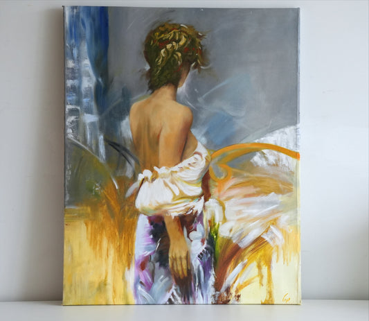 SHE 0 by Mahsa Gee, standing on a shelf against a white wall