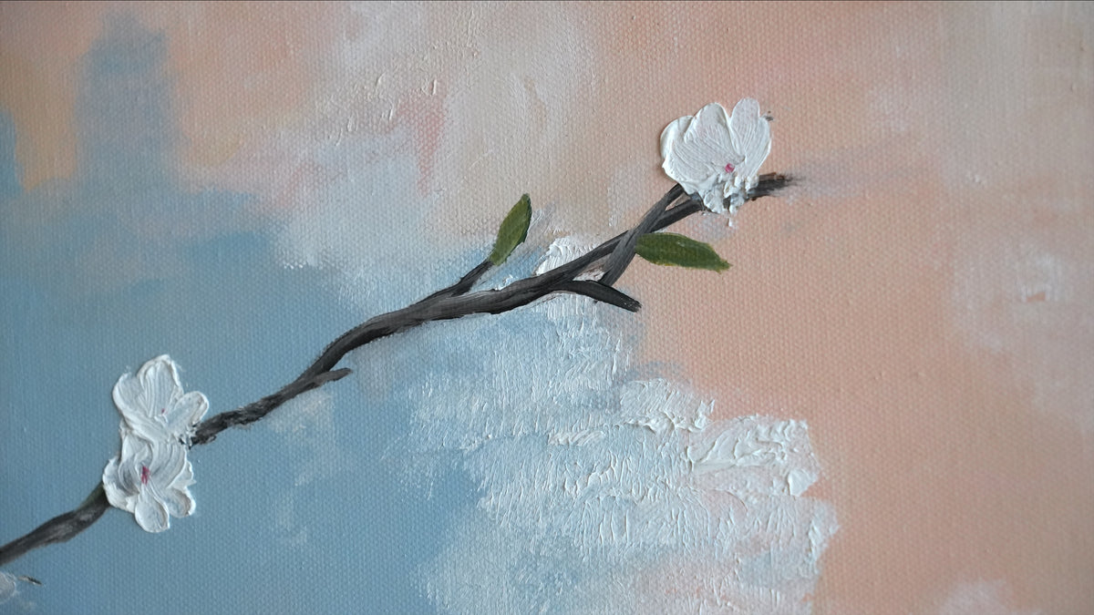 Close-up of the brushwork in SPRING WHISPER by Mahsa Gee