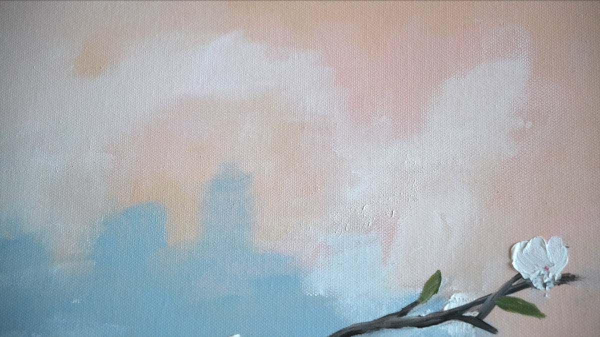 Close-up of the brushwork in SPRING WHISPER by Mahsa Gee