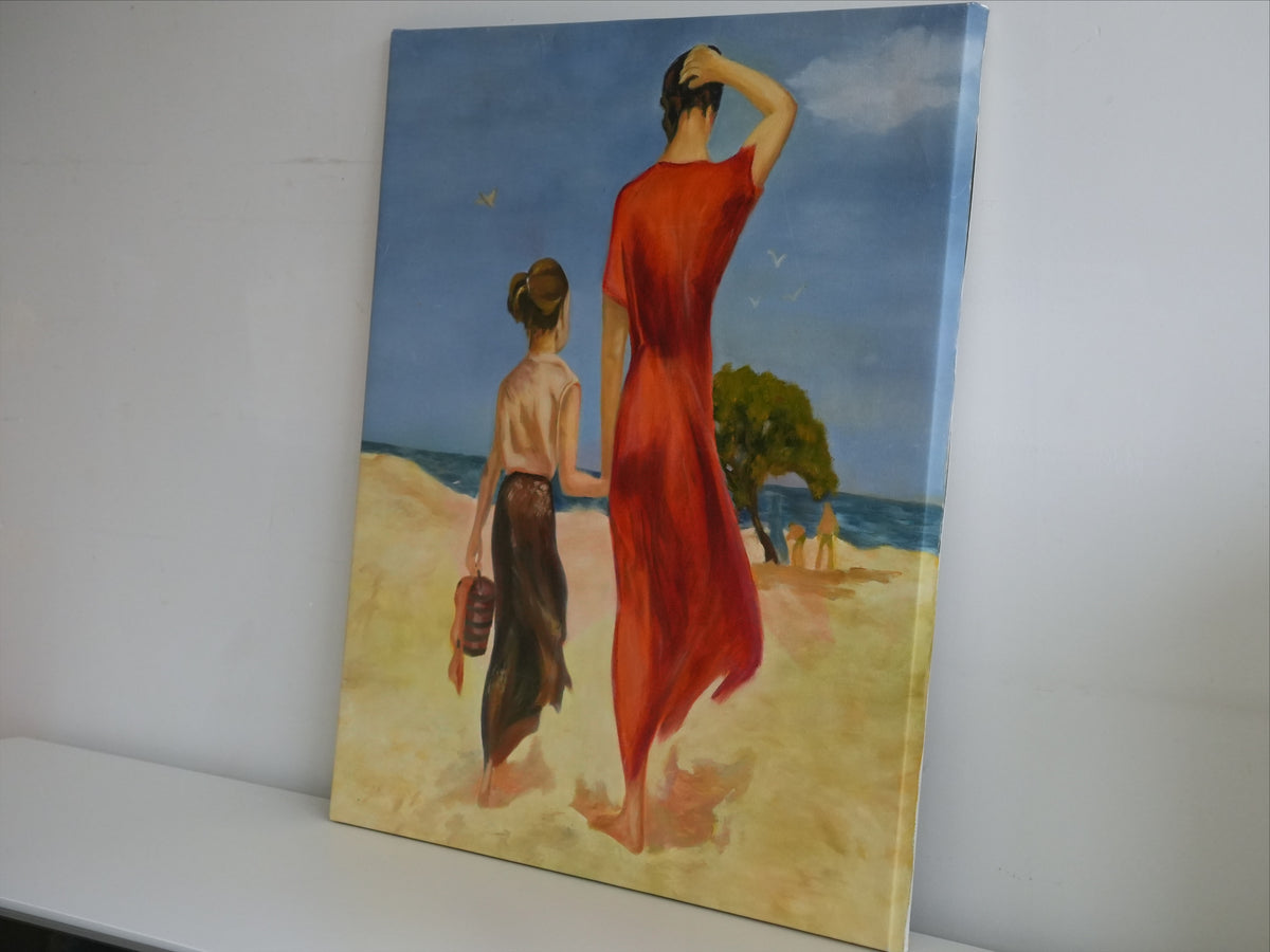 TOWARD THE SEA by Mahsa Gee, seen from the side to show the canvas edge and paint texture