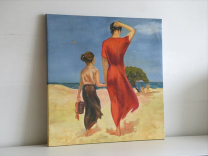 TOWARD THE SEA by Mahsa Gee, seen from the side to show the canvas edge and paint texture