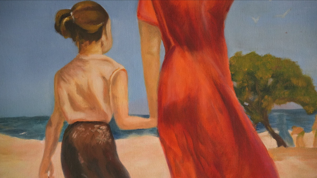 Close-up of the brushwork in TOWARD THE SEA by Mahsa Gee
